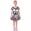 black and white rose sugar skull Kids  Short Sleeve Velvet Dress View1