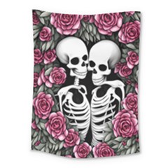 Black And White Rose Sugar Skull Medium Tapestry by GardenOfOphir