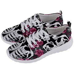 Black And White Rose Sugar Skull Men s Lightweight Sports Shoes by GardenOfOphir