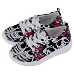 Black And White Rose Sugar Skull Kids  Lightweight Sports Shoes by GardenOfOphir