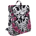 black and white rose sugar skull Flap Top Backpack View2