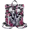 black and white rose sugar skull Flap Top Backpack View3