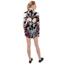 black and white rose sugar skull Long Sleeve Chiffon Shirt View2