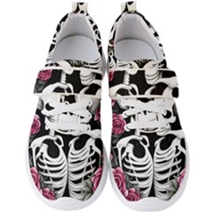 Black And White Rose Sugar Skull Men s Velcro Strap Shoes by GardenOfOphir