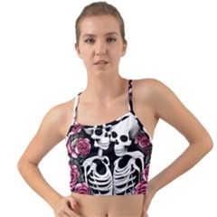 Black And White Rose Sugar Skull Mini Tank Bikini Top by GardenOfOphir