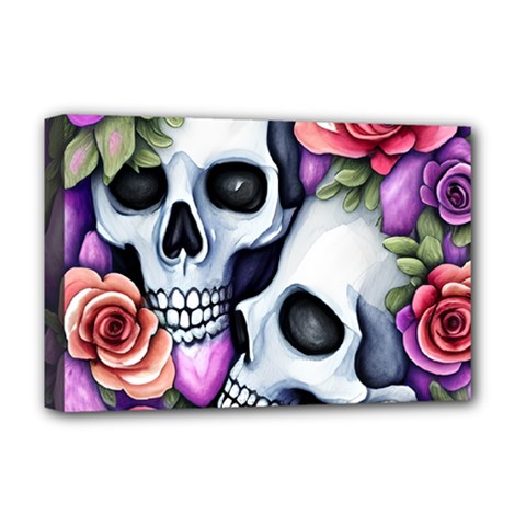 Floral Skeletons Deluxe Canvas 18  X 12  (stretched) by GardenOfOphir