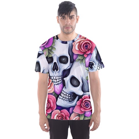 Floral Skeletons Men s Sport Mesh Tee by GardenOfOphir