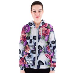 Floral Skeletons Women s Zipper Hoodie by GardenOfOphir