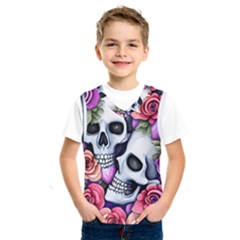 Floral Skeletons Kids  Basketball Tank Top by GardenOfOphir