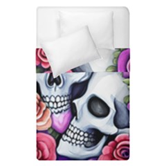 Floral Skeletons Duvet Cover Double Side (single Size) by GardenOfOphir