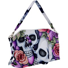 Floral Skeletons Canvas Crossbody Bag by GardenOfOphir