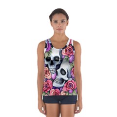 Floral Skeletons Sport Tank Top  by GardenOfOphir