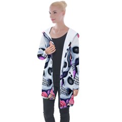 Floral Skeletons Longline Hooded Cardigan by GardenOfOphir