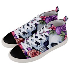 Floral Skeletons Men s Mid-top Canvas Sneakers by GardenOfOphir