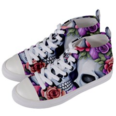 Floral Skeletons Women s Mid-top Canvas Sneakers by GardenOfOphir