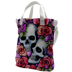 Floral Skeletons Canvas Messenger Bag by GardenOfOphir