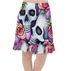 Floral Skeletons Fishtail Chiffon Skirt by GardenOfOphir