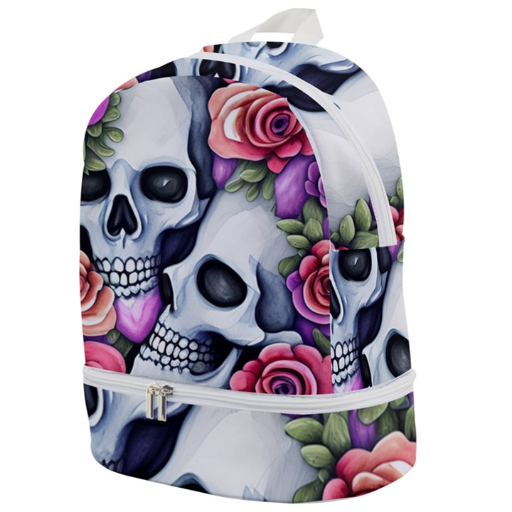 Floral Skeletons Zip Bottom Backpack