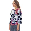 Floral Skeletons Cut Out Wide Sleeve Top View2