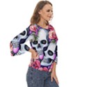 Floral Skeletons Cut Out Wide Sleeve Top View3