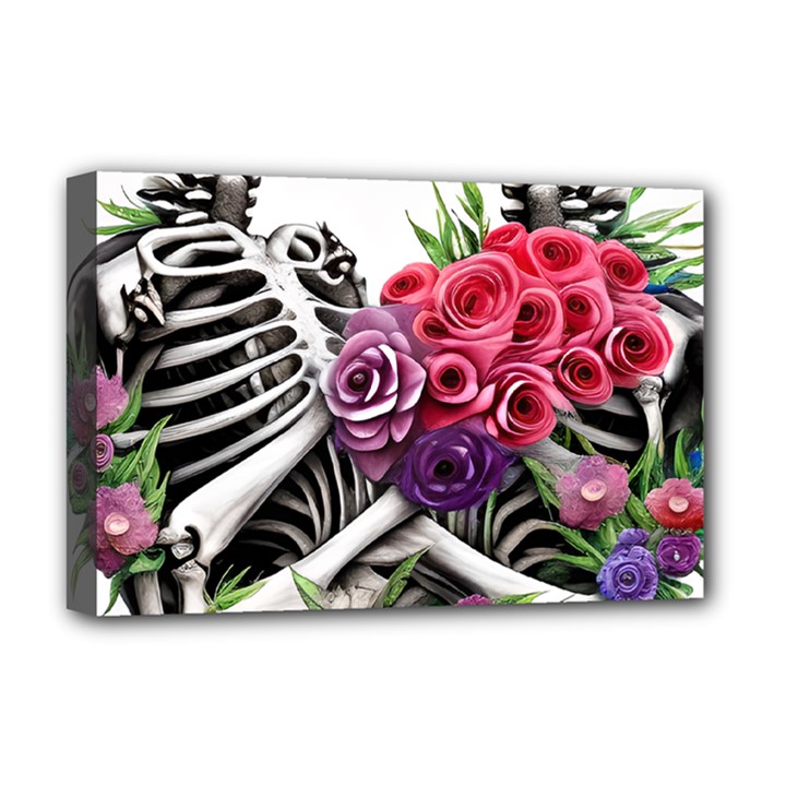 Gothic Floral Skeletons Deluxe Canvas 18  x 12  (Stretched)