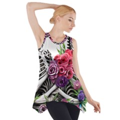 Gothic Floral Skeletons Side Drop Tank Tunic by GardenOfOphir