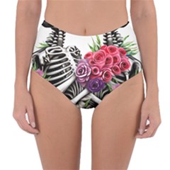 Gothic Floral Skeletons Reversible High-waist Bikini Bottoms by GardenOfOphir