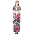 Gothic Floral Skeletons Short Sleeve Maxi Dress View1