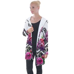 Gothic Floral Skeletons Longline Hooded Cardigan by GardenOfOphir