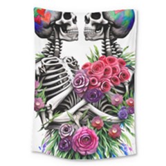 Gothic Floral Skeletons Large Tapestry by GardenOfOphir