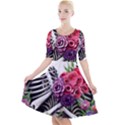 Gothic Floral Skeletons Quarter Sleeve A-Line Dress View1