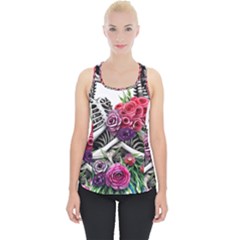 Gothic Floral Skeletons Piece Up Tank Top by GardenOfOphir