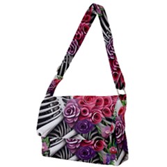 Gothic Floral Skeletons Full Print Messenger Bag (s) by GardenOfOphir