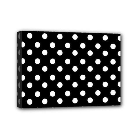 Black And White Polka Dots Mini Canvas 7  X 5  (stretched) by GardenOfOphir