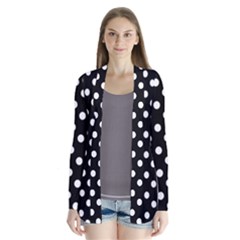 Black And White Polka Dots Drape Collar Cardigan by GardenOfOphir