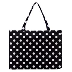 Black And White Polka Dots Zipper Medium Tote Bag by GardenOfOphir