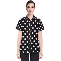 Black And White Polka Dots Women s Short Sleeve Shirt