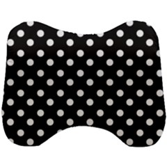 Black And White Polka Dots Head Support Cushion by GardenOfOphir