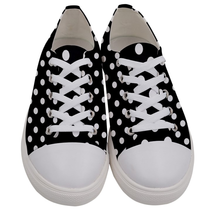 Black And White Polka Dots Men s Low Top Canvas Sneakers