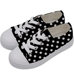 Black And White Polka Dots Kids  Low Top Canvas Sneakers by GardenOfOphir