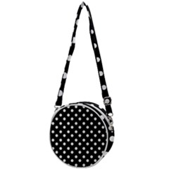 Black And White Polka Dots Crossbody Circle Bag by GardenOfOphir