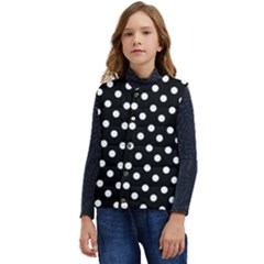 Black And White Polka Dots Kid s Short Button Up Puffer Vest	 by GardenOfOphir