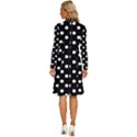 Black And White Polka Dots Long Sleeve Shirt Collar A-Line Dress View4