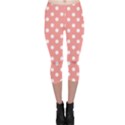 Coral And White Polka Dots Capri Leggings  View1