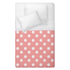 Coral And White Polka Dots Duvet Cover (single Size) by GardenOfOphir