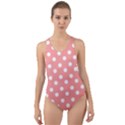 Coral And White Polka Dots Cut-Out Back One Piece Swimsuit View1