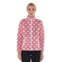 Coral And White Polka Dots Women s Bomber Jacket by GardenOfOphir