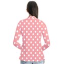 Coral And White Polka Dots Drape Collar Cardigan View2