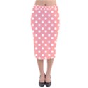 Coral And White Polka Dots Velvet Midi Pencil Skirt View1