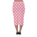 Coral And White Polka Dots Velvet Midi Pencil Skirt View2